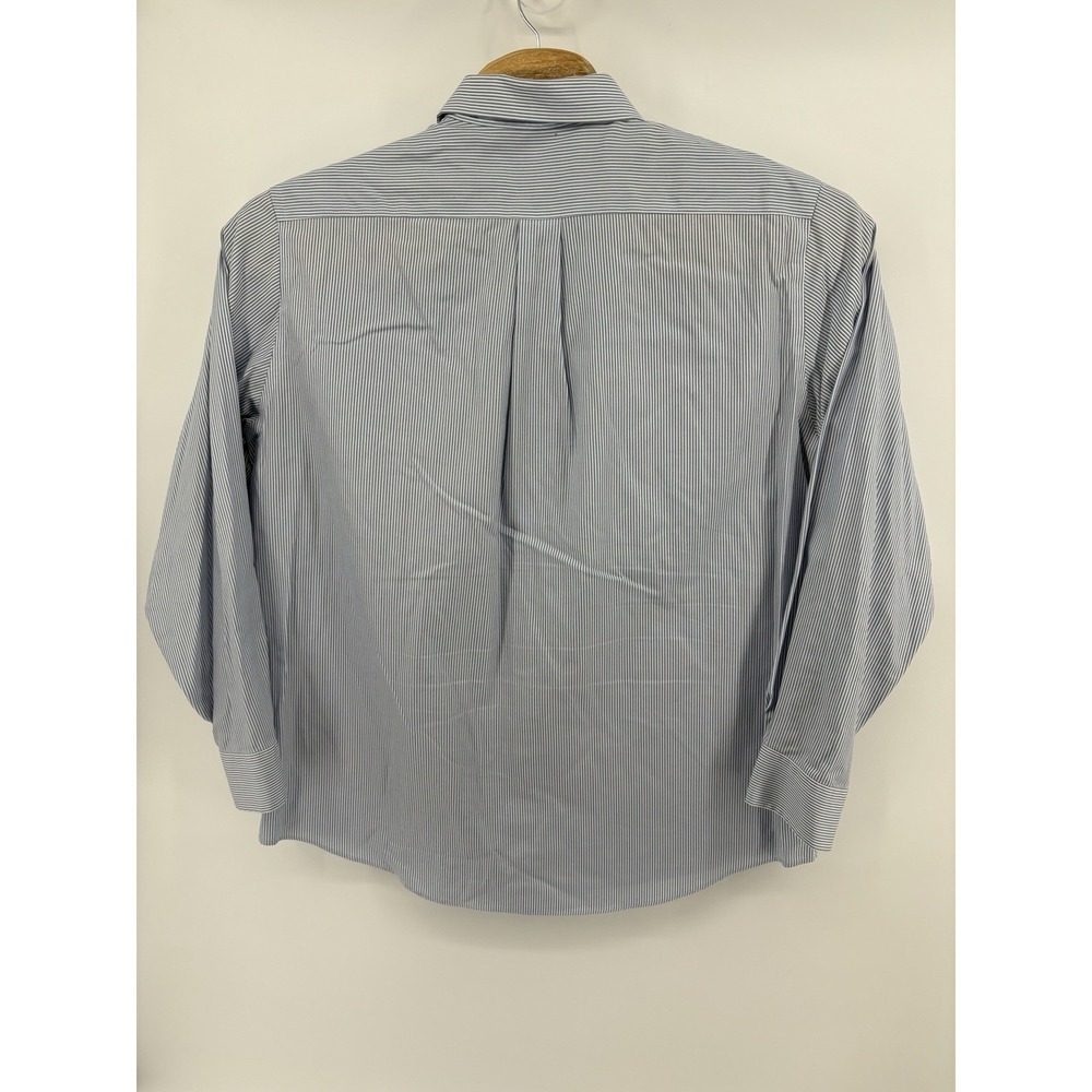 Croft & Barrow Men's 17 1/2 34/35 Pinpoint Blue White Stripe Long Sleeve Button - Picture 7 of 10